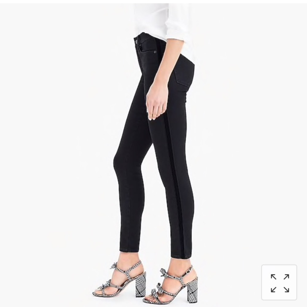 J.Crew Toothpick High-Rise Jeans w/Velvet Stripe